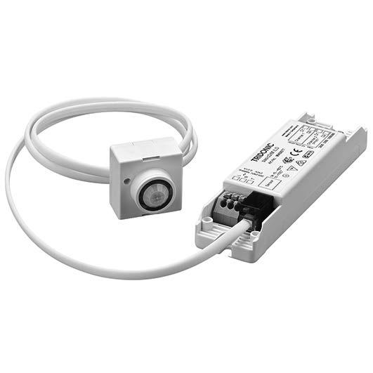 ILD Compact control module with ambient light sensor and motion sensor Compact dimensions for luminaire installation For up to 10 DSI or DALI devices (max.