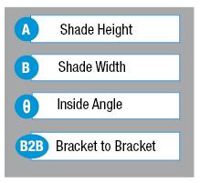 Angled Coupled Shade Measuring Information To determine angled coupled shade measurements, refer to the information below.