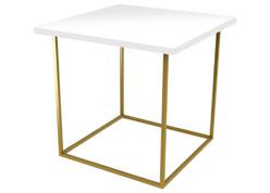 CUBE MARBLE TABLE Cube shaped coffee table with gold base and marble