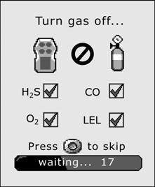 The following activities occur during the span: calibrating displays at the bottom of the screen. Gas values adjust during the span.