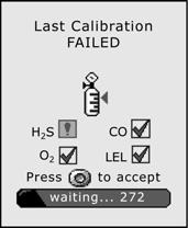 Replace the sensor when startup is complete. Refer to Replacing the Sensors on page 25. Last Calibration Failed Displays when the last calibration failed.