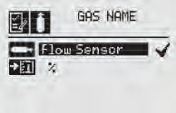 From the Gas Selection menu, select to open the Gas Name menu. Select again to open the Gas Name editing display. The first letter of the current selection will be highlighted (Figure 82).