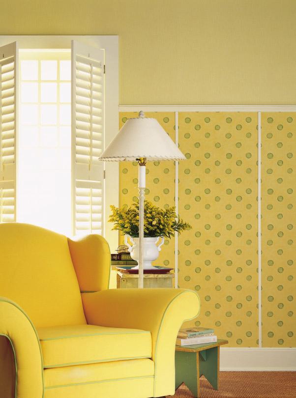 Break up a long, tall wall with two tones of paint and stock molding.