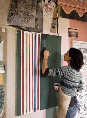 left Background & foreground Wallpaper Verdure Tapestry Green 310431 Rolls from left Merchant House Stripe Green