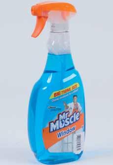 all surfaces from wood to glass Contains anti-static agents to pick up more dust and special cleaners to clean all surfaces without smearing MR MUSCLE WINDOW AND GLASS