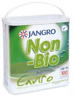 Laundry Powders All laundry powders from JANGRO now offer the double benefit of being phosphate-free while also utilising packaging that contains % recyclable material.