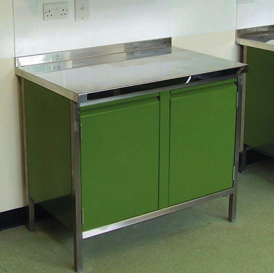 Planet - Base units Planet stainless steel work surfaces measure 650mm front to rear, base units and cupboards measure 530mm, allowing a 90mm services gap at the rear of the installation.