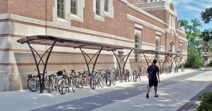 3 DESIGN GUIDELINES 3.6.3. Bicycle Facilities Bicycle racks and storage lockers are encouraged on all properties that permit commercial uses or publiclyowned facilities (i.e. parks).