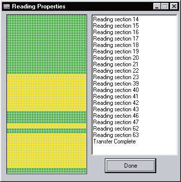 Fig. 6 - Data has been written to the device memory when Transfer Complete appears in the Writing Properties dialog box Connecting to the QA216R Monitor 1.
