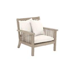 Furniture Pack Terrace 1/2 FURNITURE PACK / Terrace 1/2 Armchair Weathered timber Weathered timber armchair with seat cushion and 2 back cushions. Two armchairs provided.