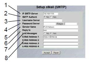 6.6 Configuring the ISDN unit Configuring the sending of e-mails If you have not yet used HyperTerminal to enter the e-mail addresses of the alarm recipients, you can do this here.