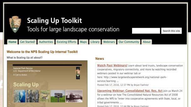 Scaling Up Products Published two documents on large landscape conservation: Collaborative Conservation, an overview of the NPS role in large landscape