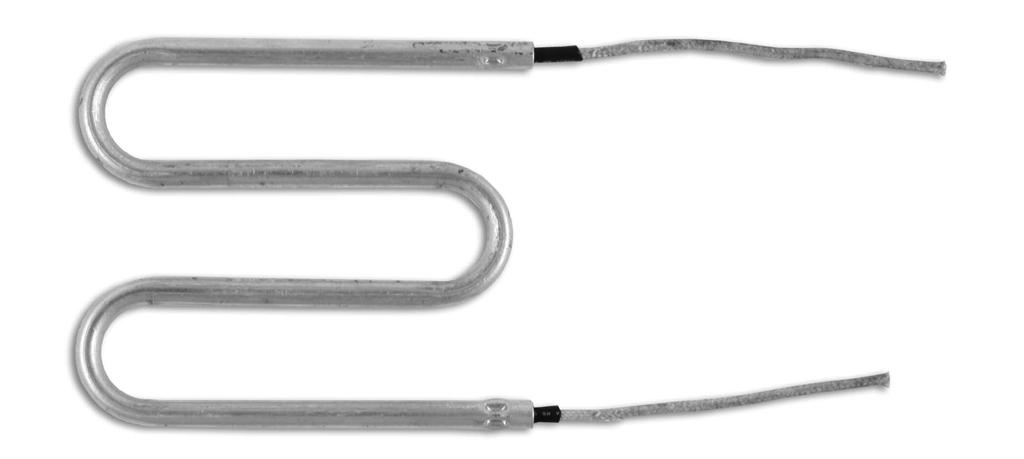The stainless steel heater is for higher temperatures of corrosive applications. Extra long leads and special terminations are available. (6 long leads are standard.