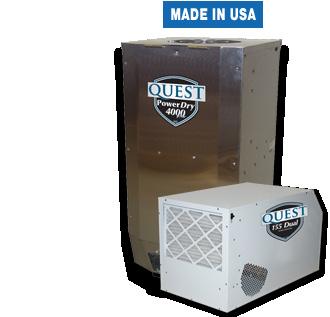 QUEST dehumidifiers are the most energy efficient on the market, using the least electricity, removing the most pints of water per kwh at the widest temperature range.