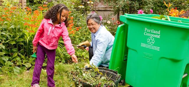 Portland, Oregon 2011: changed garbage collection to collect green waste (including food scraps) once per
