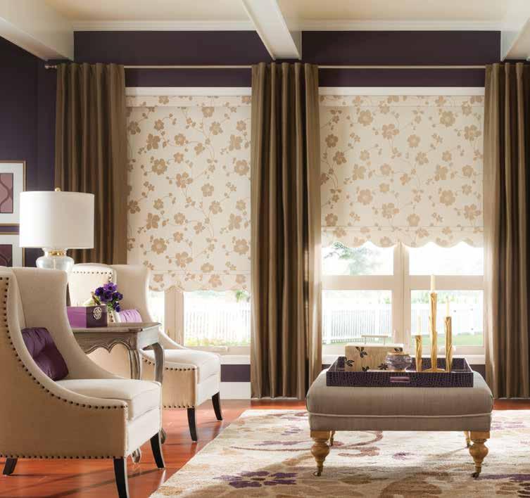 Roller Shades with Cordless Lift, Classic Scalloped Hem, Teardrop Crystal Bead Trim in Sand 204 and