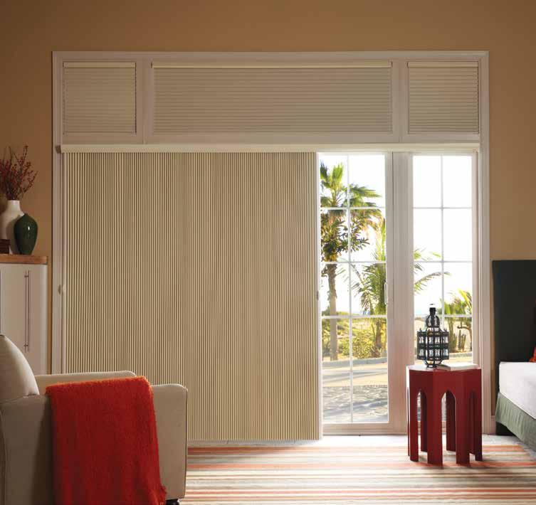 Windows: Cellular Shades with Motorized Lift in 3/4" Single Cell Solitude, Honey 2702; Patio