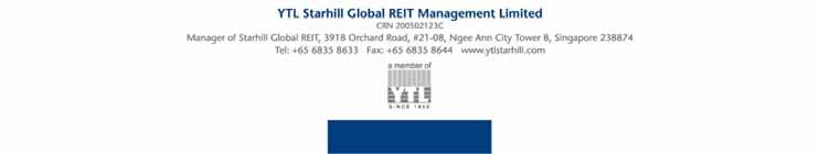 Media release by: YTL Starhill Global REIT Management Limited (YTL Starhill Global) Manager of: Starhill Global Real Estate Investment Trust (SGREIT) SGREIT achieves 3Q FY16/17 DPU of 1.