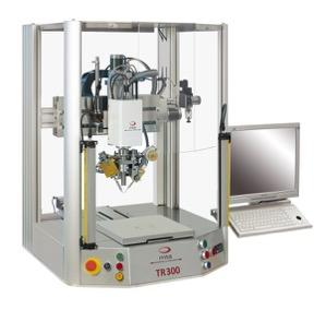 TR300 soldering table-top robot Adapted for manual operations Working area: 300 x 300 mm Cartesian