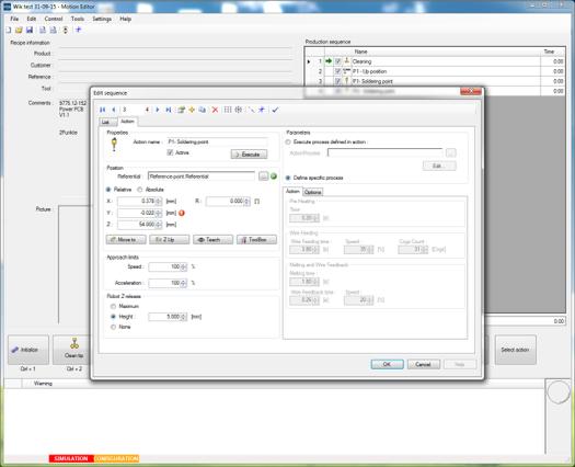 Motion Editor software for parameter setting