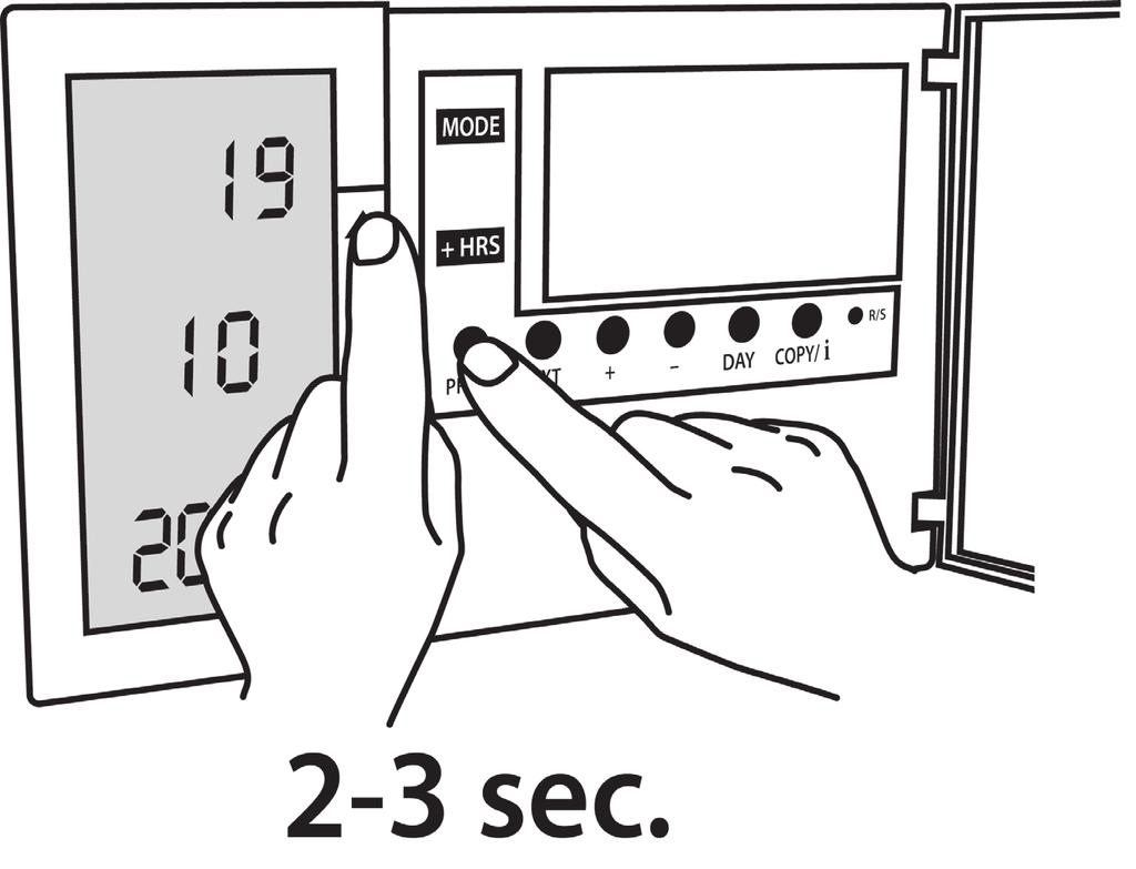 Setting the date Press and hold Λ and PROG buttons for 3 seconds, to display date. The YEAR number will flash, use Λ or V to correct the year (Fig 1).