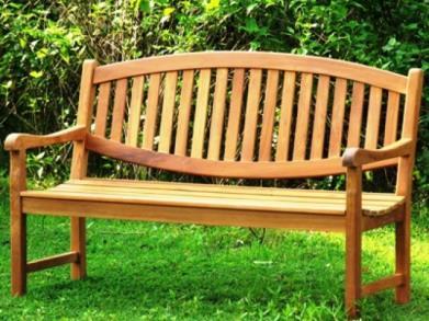 Stylish and contemporary garden bench with an interesting oval contoured