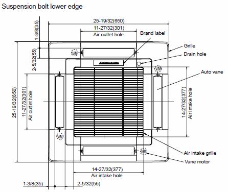 DIMENSIONS: SLZ-KA9NA Unit inch (mm) Refrigerant pipe Models 1/4 inch 3/8 inch SLZ-KA9NA 6.35 mm 9.52 mm 1/4 inch 3/8 inch SLZ-KA12NA 6.35 mm 9.52 mm 1/4 inch 1/2 inch SLZ-KA15NA 6.35 mm 12.