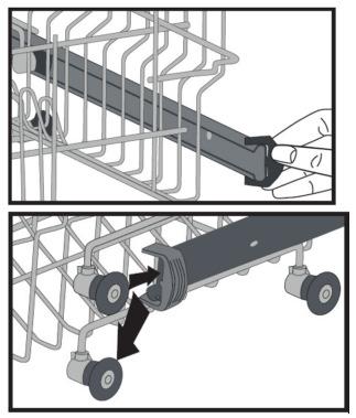 spray arm. Upper Basket Height Adjustment The upper baskets location can be slightly altered as shown in the image to the left.