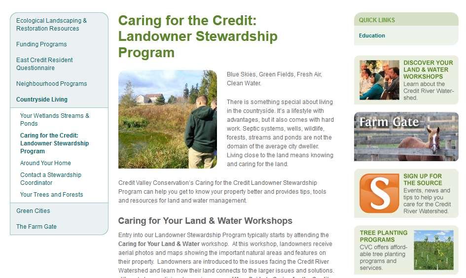 Experience of the Credit Valley Conservation Authority 17 workshops