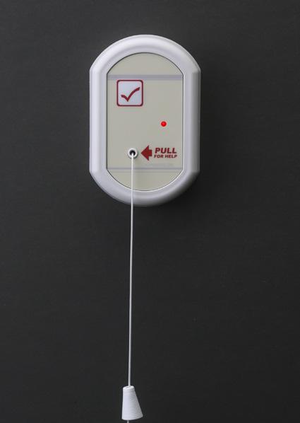 * The WCCA wireless call cord uses a push button to trigger an alarm. A second alarm sounds if the pull cord is pulled out of the faceplate. (WCCA and WCCA-3 are flush mount stations.