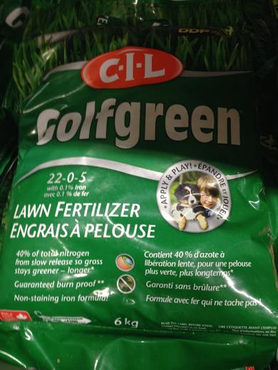 C-I-L Golfgreen Lawn Fertilizer 22-0-5 6kg Item UPC: 0 58262 01543 0 Canadian Tire 825 Eglinton Avenue East East York ON Home Hardware 250 Sackville Dr.
