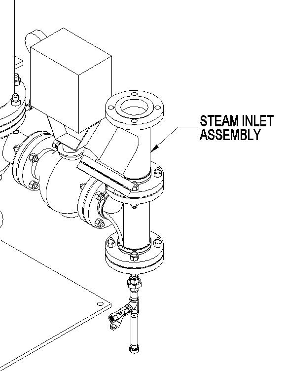 Unit is not designed to support the weight of this steam inlet piping assembly.