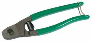 Will cleanly cut guy wire (including EHS), grade 60 rebar, ground rod, soft steel bolts up to 5/8" (16 mm) and up to 477 kcmil (MCM) (240 mm2) ACSR. U.S. Patent Number 5,775,158.