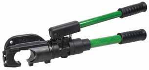 Two-speed pump to reduce cycle time. Ram automatically retracts when crimp cycle is complete a Greenlee exclusive. Crimping heads rotate 360. Smaller and lighter than competitive tools.