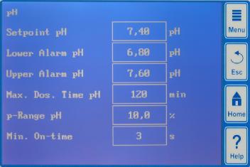 5.2 ph control configuration 5.2.1 Setpoint, limits, p-range The ph control can be configured in the Commissioning menu or in the Customer menu under Measuring & Control (expanded parameter set) as described here.