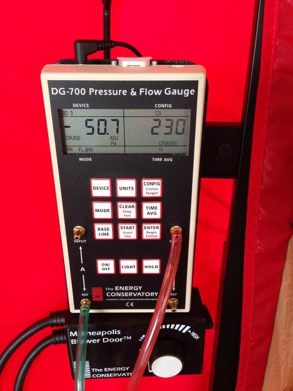 Blower door testing, shell only.