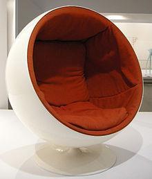 Ball Chair, a hollow sphere on a stand, open
