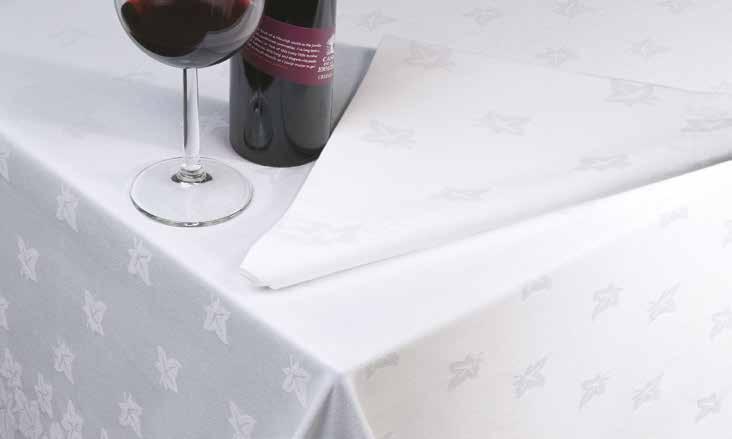 DINING TABLE LINEN 100% cotton white and satin band tablecloths These timeless, classic, pure white cotton table cloths with an Ivy Leaf or Satin Band design are the perfect finishing touch for any