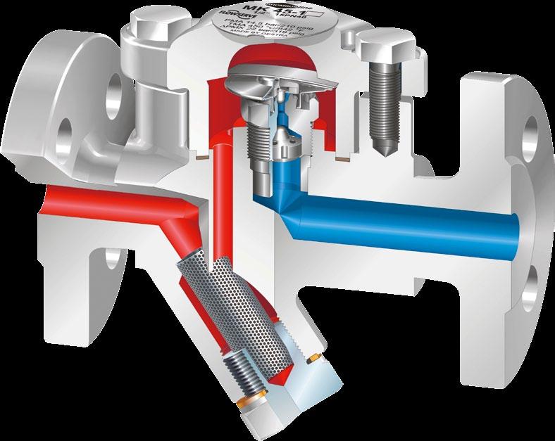 MK 45/45A in detail: MK 45-1 with tandem seat guarantees maimum tightness and durability. These traps work with the etremely responsive GESTRA thermostatic capsule.
