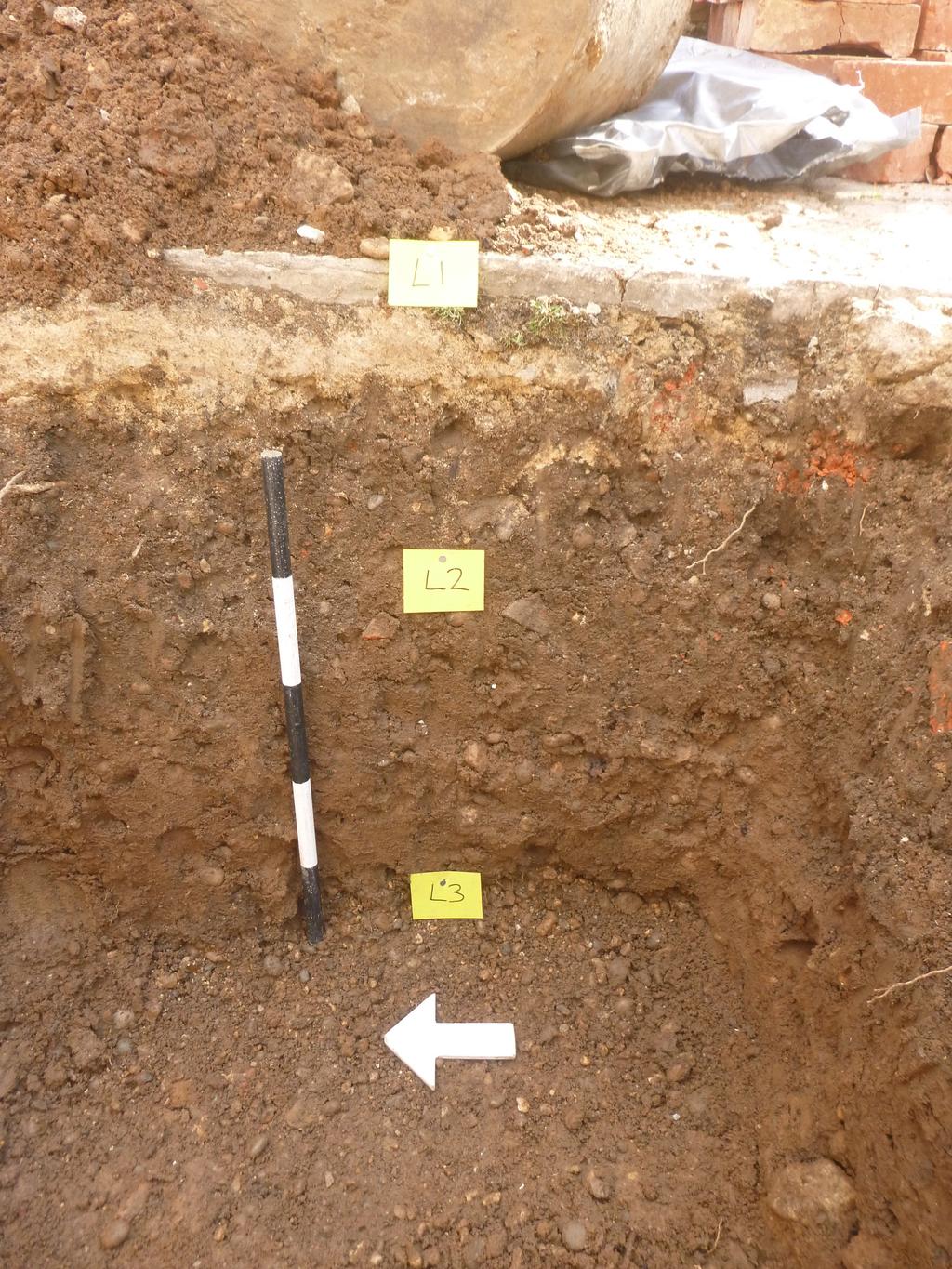 CAT Report 1100: Archaeological monitoring and recording at 24 St Peter's Road, West Mersea, Essex April 2017 Photograph 2 West-facing representative section of south foundation pit, looking E 5