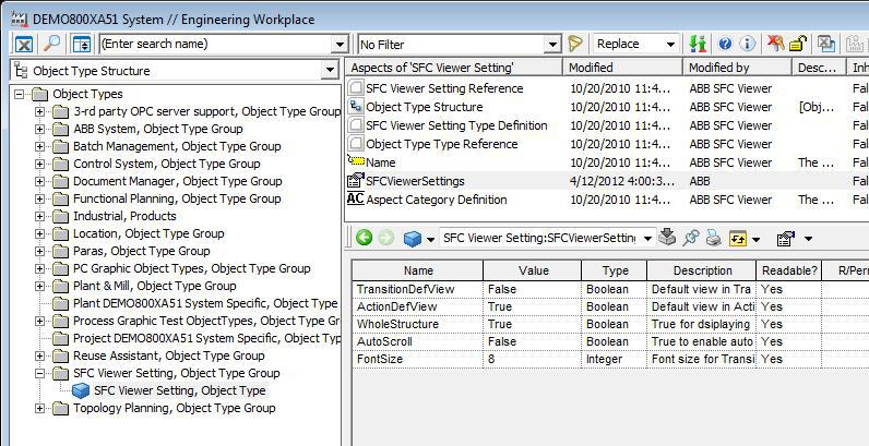 Transition Display Section 9 SFC Viewer Configuration Settings for Displaying the Default View for Transition Feature Pack Functionality The TransitionDefView property of the SFCViewerSettings aspect