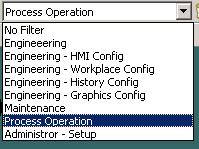 Display Bar Section 3 Operator Workplace Filter With the filter drop-down menu (on the right-hand side of the Tool Bar) you can limit the information in for example an object s context menu to show