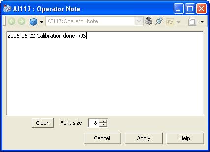 Operator Note Appendix C VB Process Graphics Operator Note An Operator Note is a message to another operator or a note about an object, in order to remember information about it.
