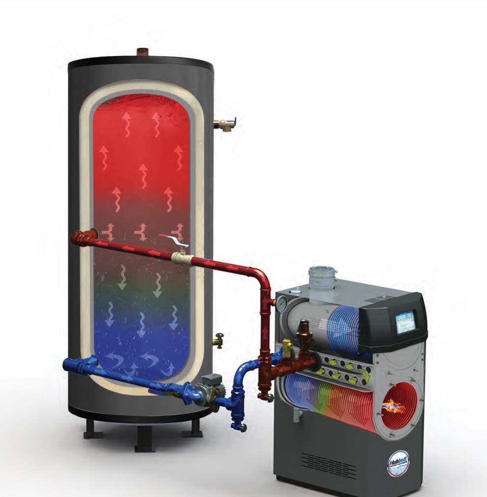 How It Works The Hubbell NX gas water heating system offers a state-of-the-art modulating combustion system with innovative floor and wall-mount configurations, providing exceptional access to all