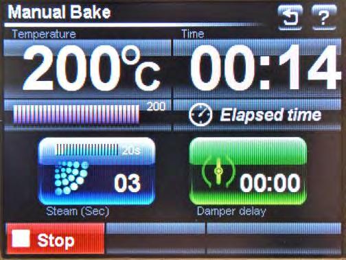 USE STEAM TIME AND DAMPER IF REQUIRED STEAM TOUCH AND HOLD FOR THE TIME (SECONDS) STEAM IS REQUIRED. (THIS CAN BE USED BEFORE OR DURING THE BAKE) DAMPER TOUCH TO OPEN THE DAMPER.
