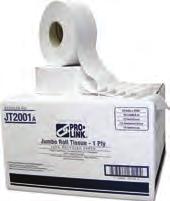 TOILET TISSUE Made from 100% recycled materials, Pro-Link's regular roll tissues contain up to 60% post-consumer content.