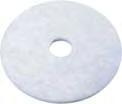 Ideally suited for top dressing highly polished floors. Up to 3000 RPM. Other sizes available. LL19 19'' 5/cs. $27.04 LL20 20'' 5/cs. $29.20 LL27 27'' 2/cs. $27.06 WHITE POLISH PADS Extra fine pad for polishing clean, dry floors.