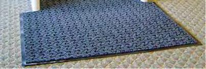MATTING INDOOR/OUTDOOR TIRE-TRACK WIPER/SCRAPER MAT Coarse fibers in a tire track pattern scrape shoes effectively. Dirt falls between tracks so surface keeps working.