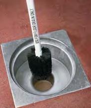 Drain handle imprinted with ''USE FOR FLOOR DRAIN ONLY'' in English and Spanish to prevent contact with food and serving