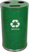 Available in Black, Blue and Green. Three-Opening Recycling Units 15RT 15'' dia., (3) 8 gal. Plastic Liners, 24 gal. 1/ea. $413.00 18RT 18'' dia., (3) 11 gal. Plastic Liners, 33 gal. 1/ea. $468.